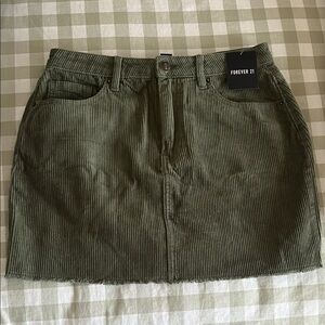 Forever 21 Olive Green Corduroy Mini Skirt